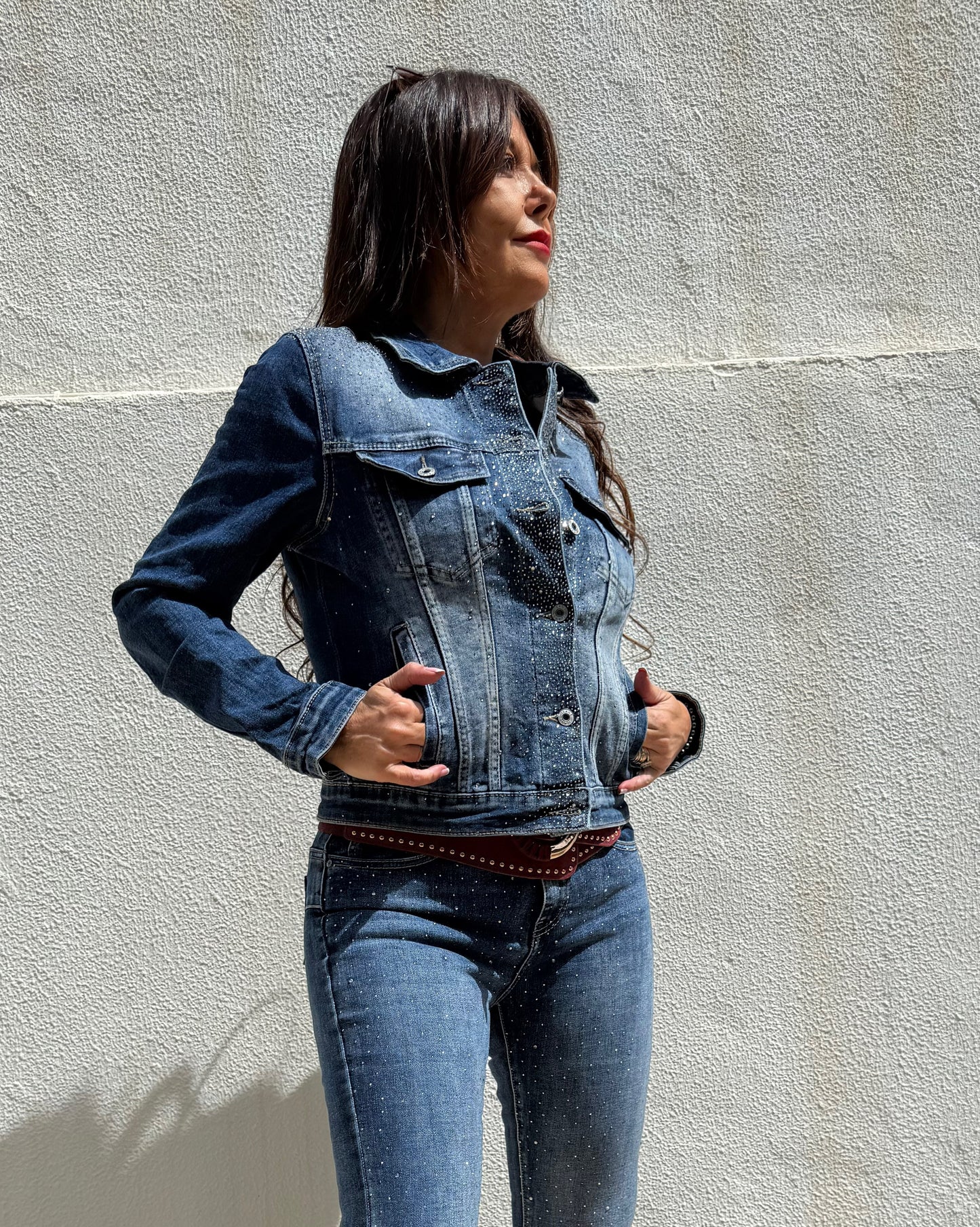 Giacca di jeans con strass